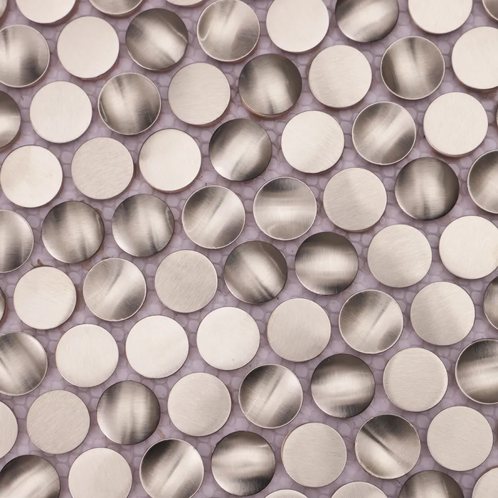3D Penny Round Silver Stainless Steel Metal Mosaic Tile Wall Decor