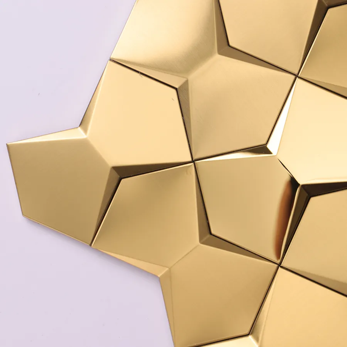 Brushed mix Mirror Gold 3D Metal Mosaic Stainless Steel Tile