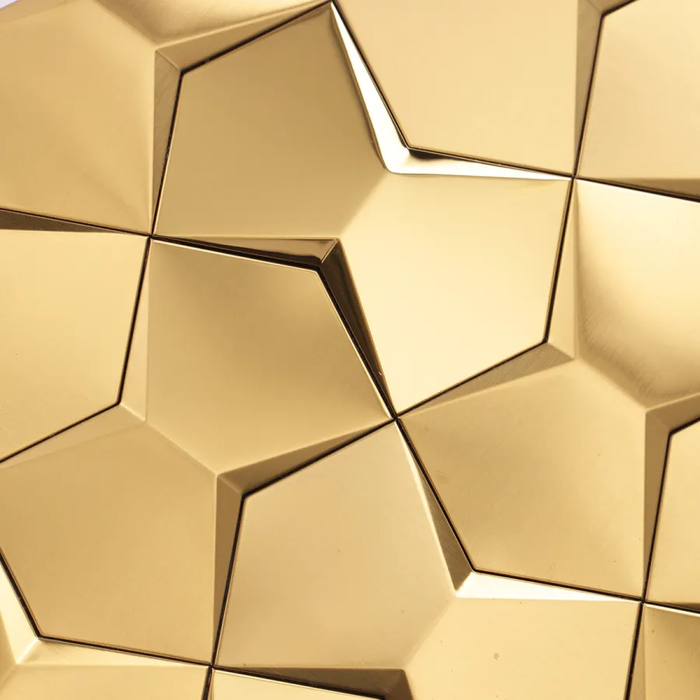 Brushed mix Mirror Gold 3D Metal Mosaic Stainless Steel Tile