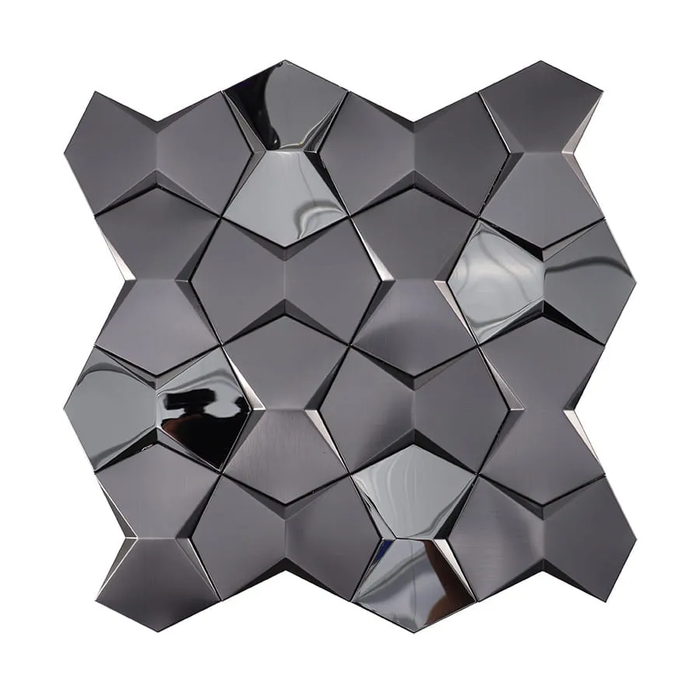 Brushed and Mirror Black 3D Metal Mosaic Stainless Steel Wall Tile