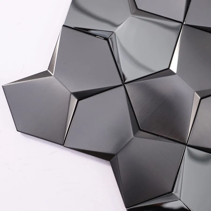 Brushed and Mirror Black 3D Metal Mosaic Stainless Steel Wall Tile