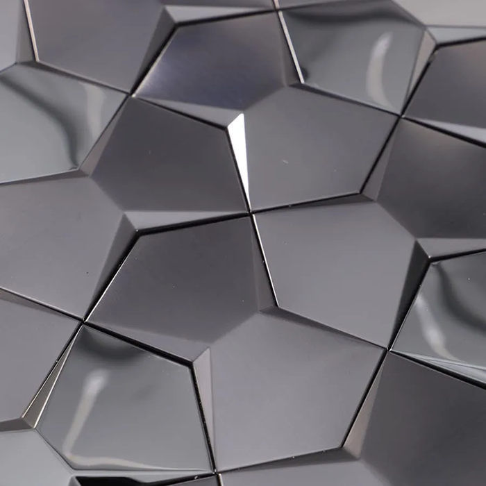 Brushed and Mirror Black 3D Metal Mosaic Stainless Steel Wall Tile