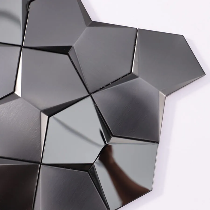 Brushed and Mirror Black 3D Metal Mosaic Stainless Steel Wall Tile
