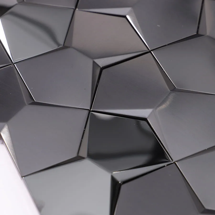 Brushed and Mirror Black 3D Metal Mosaic Stainless Steel Wall Tile
