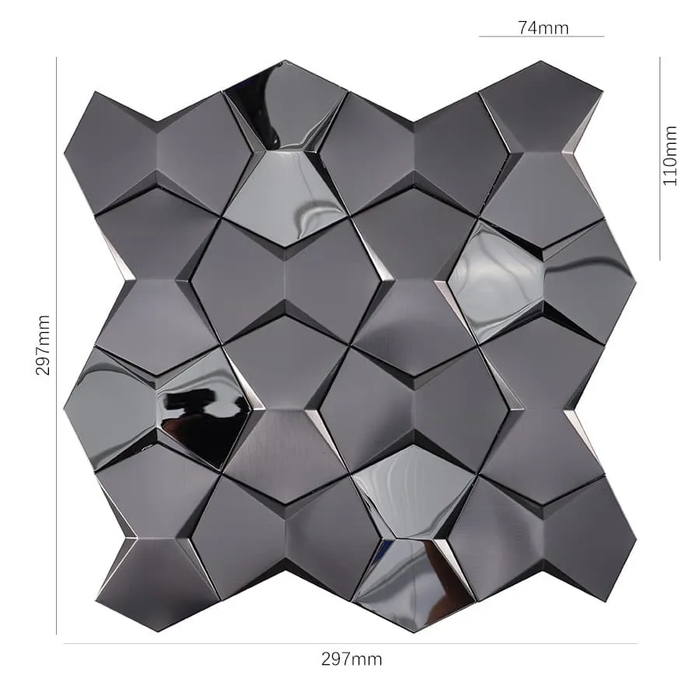 Brushed and Mirror Black 3D Metal Mosaic Stainless Steel Wall Tile