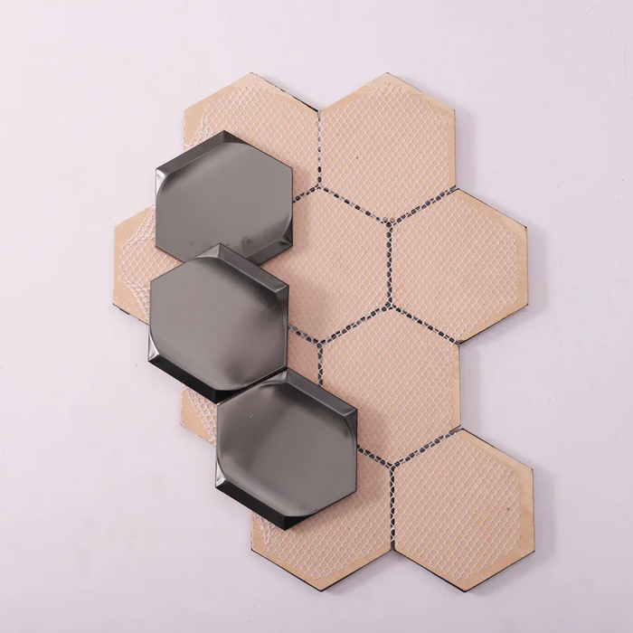 3D Hexagon Metal Black Brushed Stainless Steel Mosaic Wall Tiles
