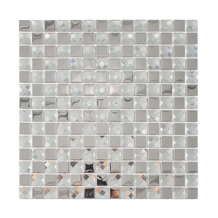 Modern Silver Metal mix Crystal Glass Mosaic Tile for Feature Walls Bar Fronts