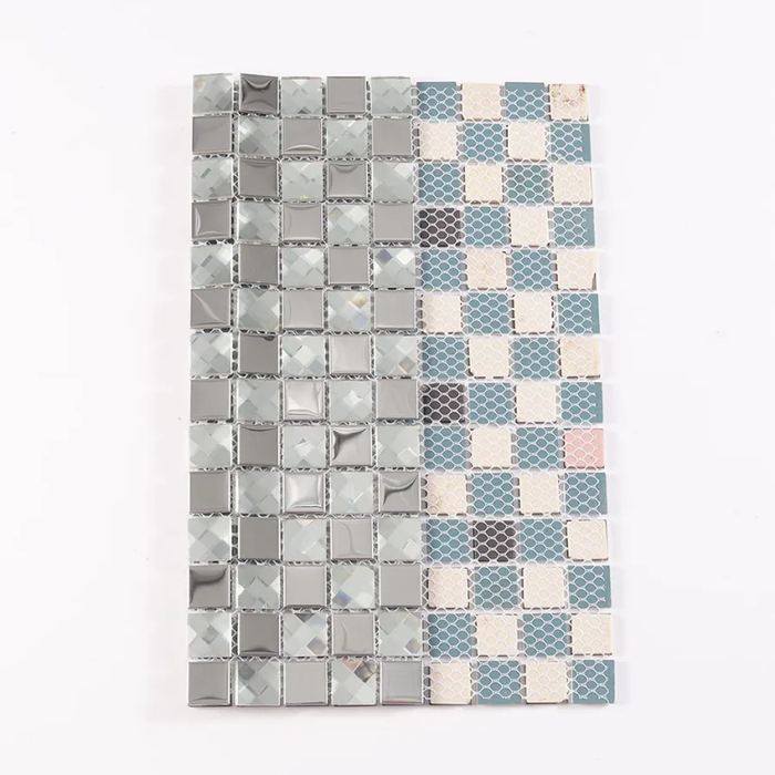 Modern Silver Metal mix Crystal Glass Mosaic Tile for Feature Walls Bar Fronts
