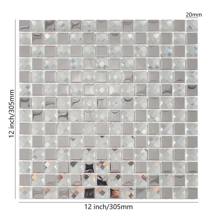 Modern Silver Metal mix Crystal Glass Mosaic Tile for Feature Walls Bar Fronts