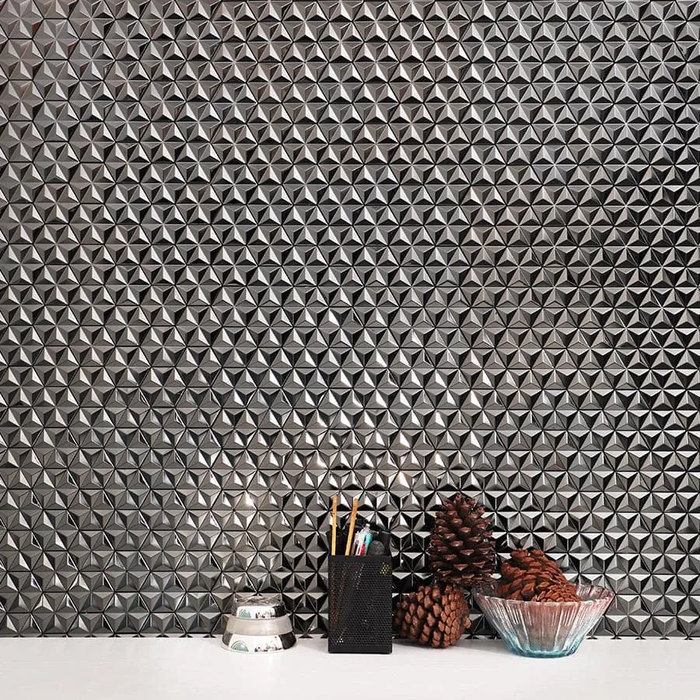 Black 3D Hexagon Brushed Stainless Steel Mosaic Metal Wall Tile