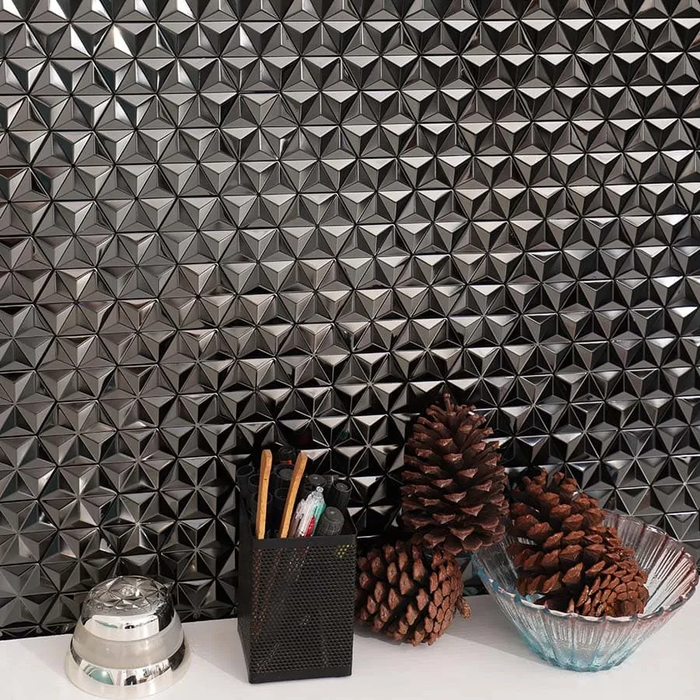 Black 3D Hexagon Brushed Stainless Steel Mosaic Metal Wall Tile