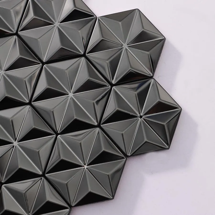 Black 3D Hexagon Brushed Stainless Steel Mosaic Metal Wall Tile