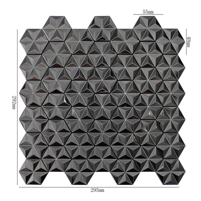 Black 3D Hexagon Brushed Stainless Steel Mosaic Metal Wall Tile