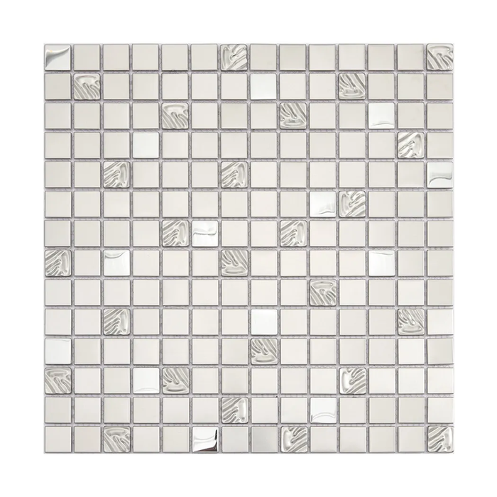 Brushed Silver Square Metal Mosaic Stainless Steel Tile for Bar Counter Feature Walls