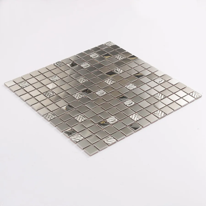 Brushed Silver Square Metal Mosaic Stainless Steel Tile for Bar Counter Feature Walls