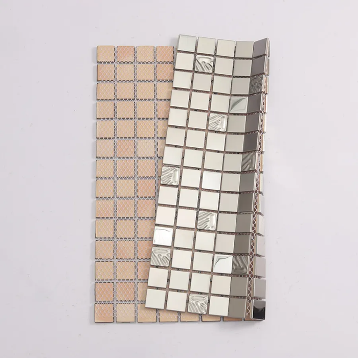 Brushed Silver Square Metal Mosaic Stainless Steel Tile for Bar Counter Feature Walls