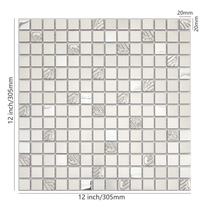 Brushed Silver Square Metal Mosaic Stainless Steel Tile for Bar Counter Feature Walls