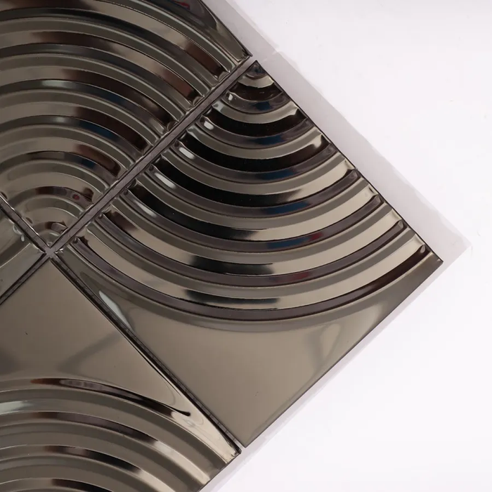 Black Mirror Arc Pattern Stainless Steel Square Metal Mosaic Tile