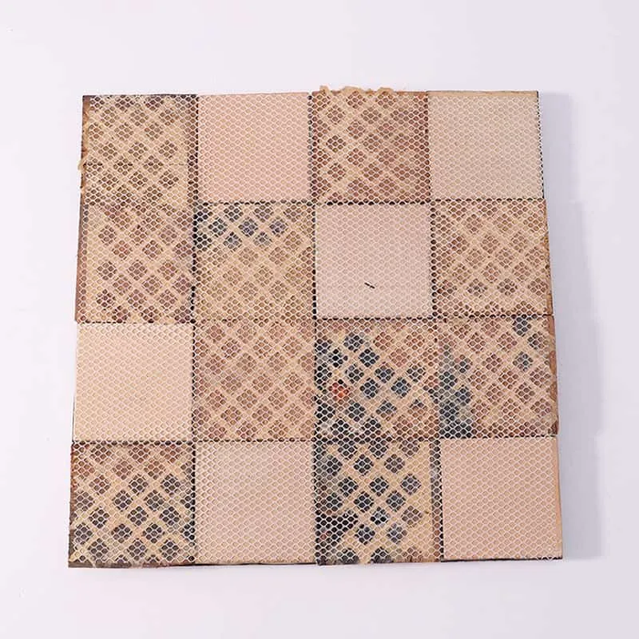3D Rose Gold Stainless Steel mix Wood Mosaic Metal Wall Tile