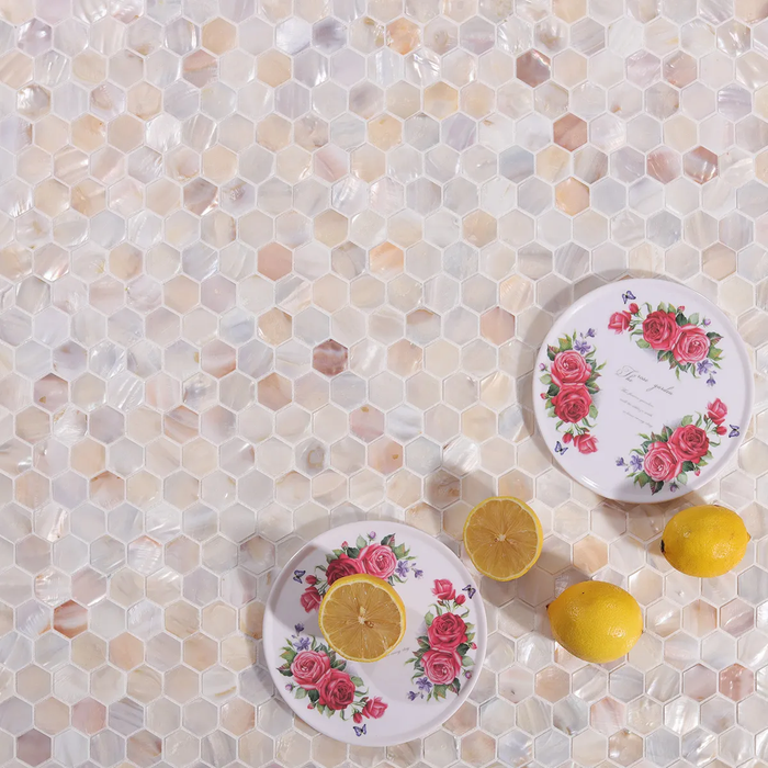 Natural Mother of Pearl Hexagon Mosaic Sea Shell Wall Backsplash Tile