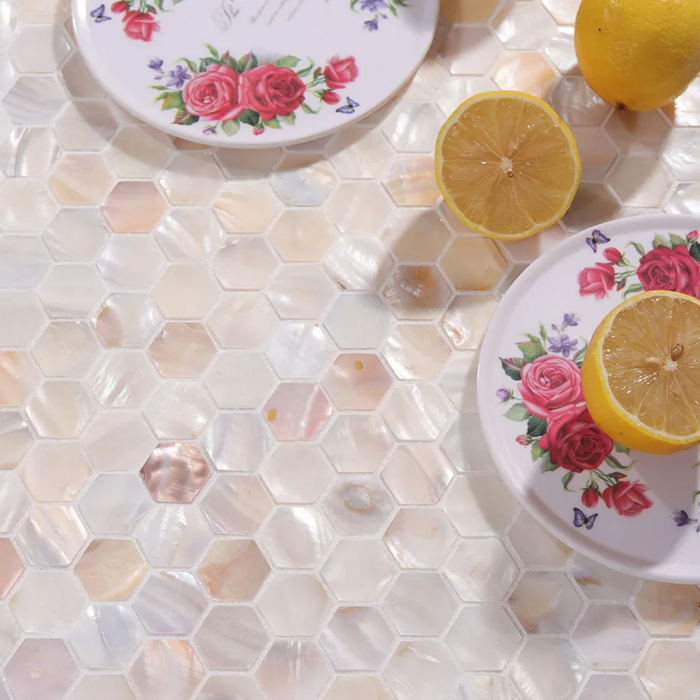Natural Mother of Pearl Hexagon Mosaic Sea Shell Wall Backsplash Tile