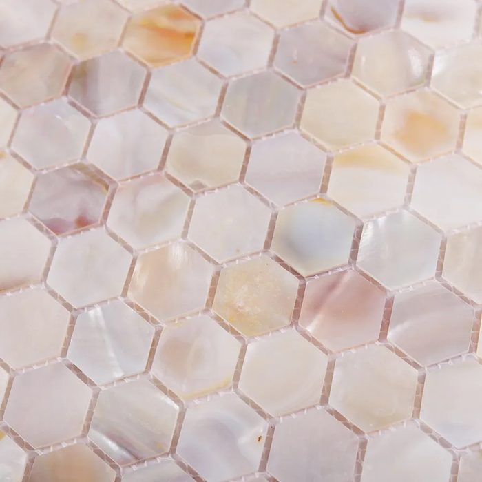 Natural Mother of Pearl Hexagon Mosaic Sea Shell Wall Backsplash Tile