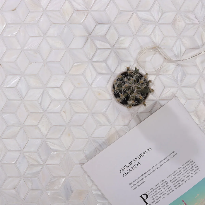 Diamond Rhombus White Mother of Pearl Shell Mosaic Kitchen Backsplash Bathroom Tile MOP005