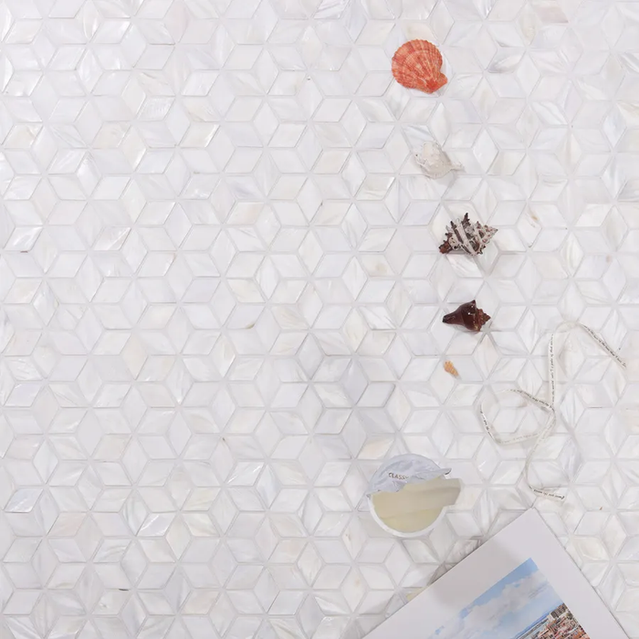 Diamond Rhombus White Mother of Pearl Shell Mosaic Kitchen Backsplash Bathroom Tile MOP005