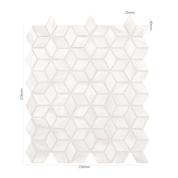 Diamond Rhombus White Mother of Pearl Shell Mosaic Kitchen Backsplash Bathroom Tile MOP005