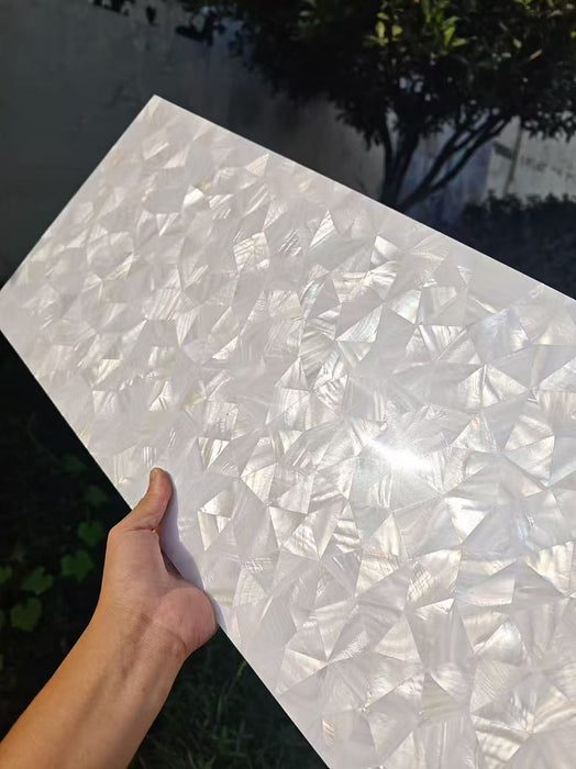 Triangle White Shell Mosaic Polished Mother of Pearl Wall Tile Backsplash