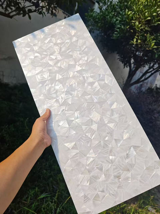 Triangle White Shell Mosaic Polished Mother of Pearl Wall Tile Backsplash