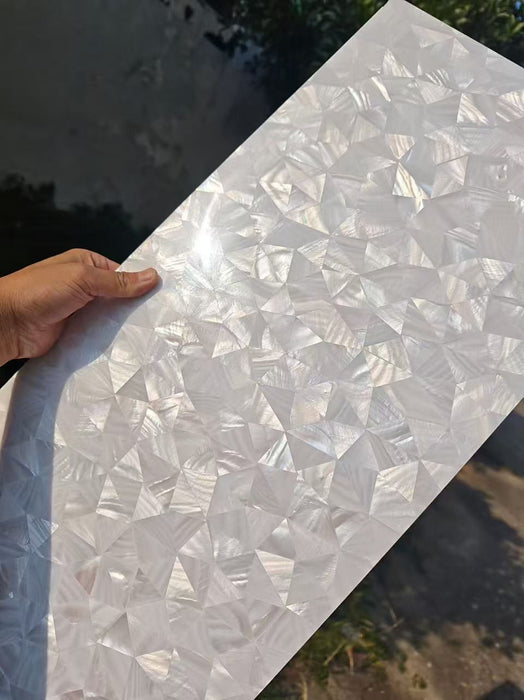 Triangle White Shell Mosaic Polished Mother of Pearl Wall Tile Backsplash