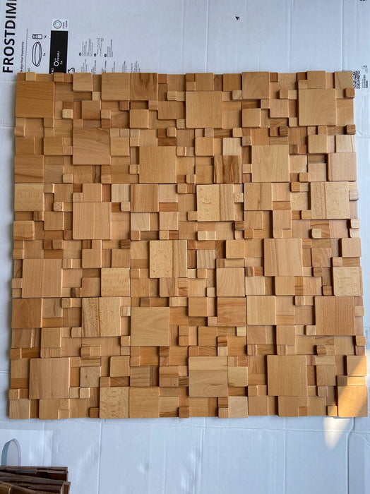 Beech Wood TV Background Wall, Solid Wood Mosaic, Light Luxury Decorative Sound Insulation Panel