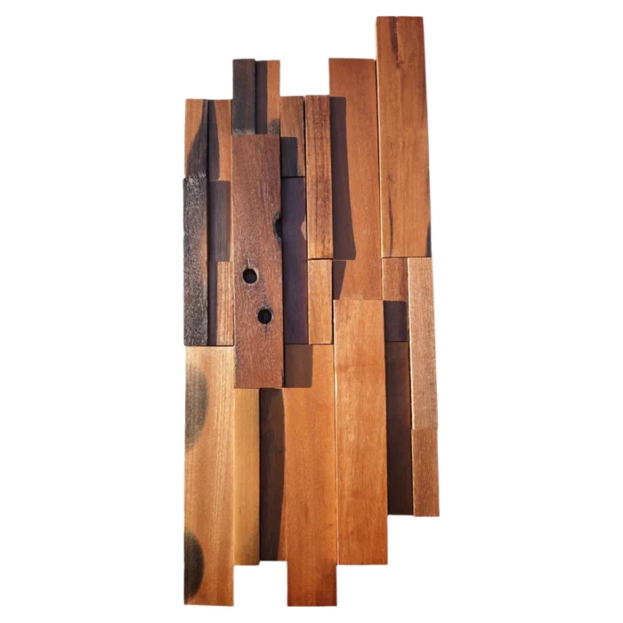 Interlocking Old Boat Wood Mosaic Background Wall, Solid Wooden Backsplash Tile