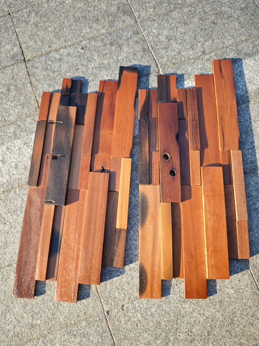 Interlocking Old Boat Wood Mosaic Background Wall, Solid Wooden Backsplash Tile