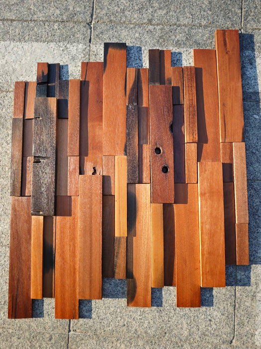Interlocking Old Boat Wood Mosaic Background Wall, Solid Wooden Backsplash Tile