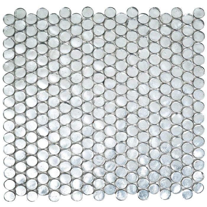 Glass Silver Penny Round Mosaic Kitchen Bathroom Wall Tile Backsplash CGMT12321