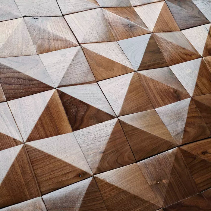 Triangle Slanted Wooden Mosaic Black Walnut Solid Wood Wall Art for Living room Background