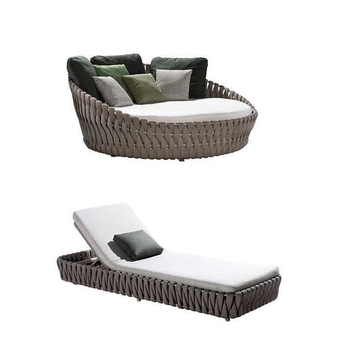 Outdoor Lounge Chair, Leisure Rattan Aluminum Alloy Woven Sofa, Large Round Bed ODF1236