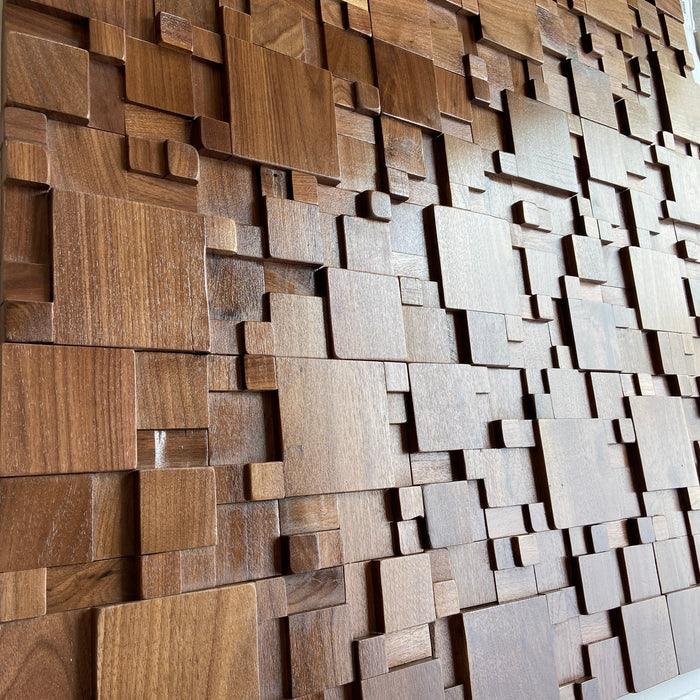 Black Walnut Mosaic, Solid Wood 3D Panel, Kitchen Backsplash TV Background Wall Tile