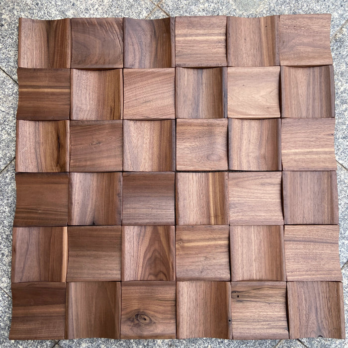 Curved Semi-Circular Black Walnut Solid Wood Mosaic TV Background Wall Decoration