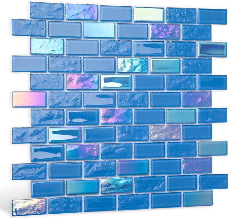 Blue Stained Glass Mosaic Backsplash Swimming Pool Kitchen Bathroom Wall Tile