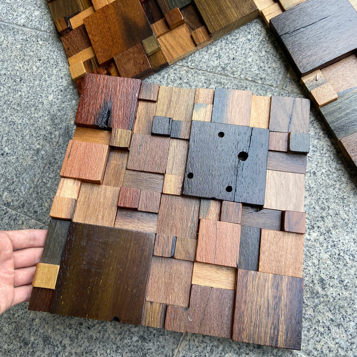 Old Boat Wood Mosaic Background Wall, Retro Old Solid Wooden Backsplash Tile