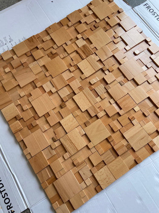Beech Wood TV Background Wall, Solid Wood Mosaic, Light Luxury Decorative Sound Insulation Panel