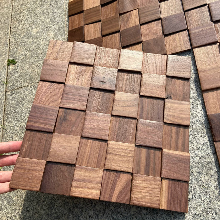 North American Black Walnut Square Wood Mosaic for Living Room TV Background Walls