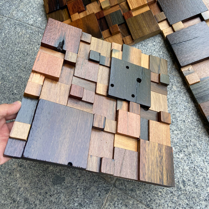 Old Boat Wood Mosaic Background Wall, Retro Old Solid Wooden Backsplash Tile