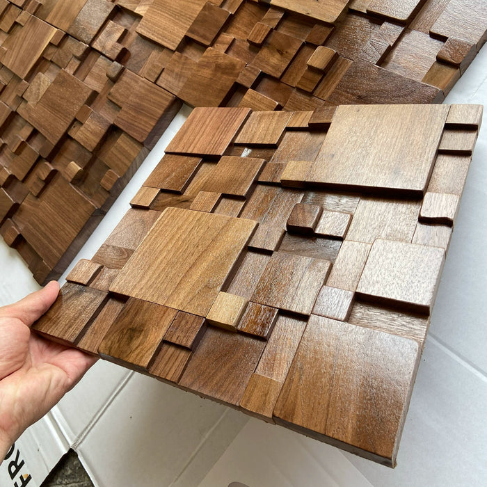 Black Walnut Mosaic, Solid Wood 3D Panel, Kitchen Backsplash TV Background Wall Tile