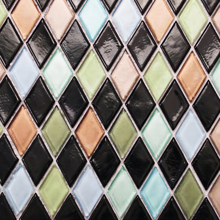 Multicolor Diamond Glass Mosaic Rhombus Wall Tile Backsplash CGMT2419