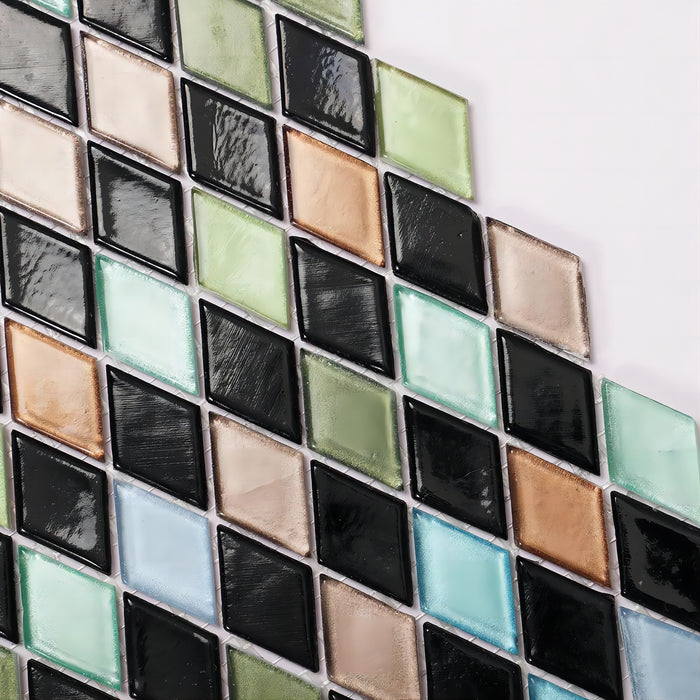 Multicolor Diamond Glass Mosaic Rhombus Wall Tile Backsplash CGMT2419