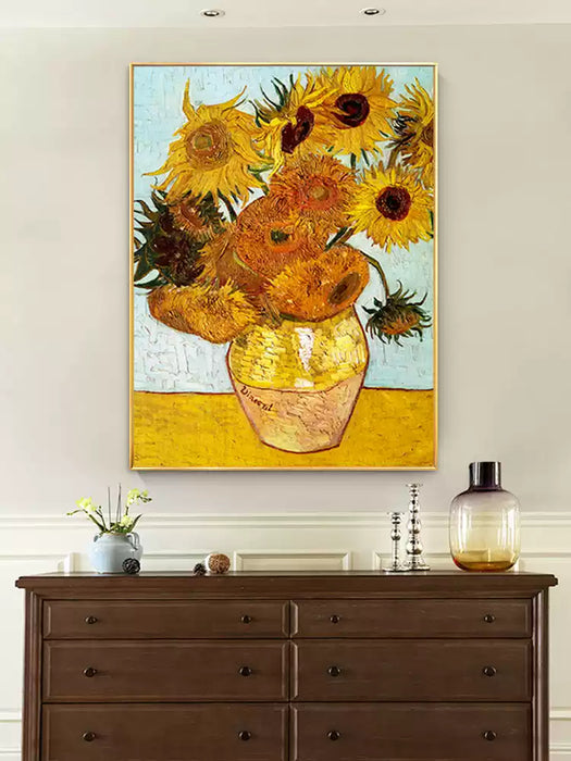 Hand Paint Oil Canvas Vincent Van Gogh, Sunflower Handmade Painting for Wall Decoration HPO008